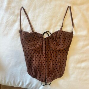 urban outfitters polka dot corset top